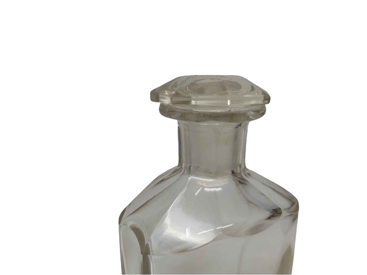 Set 4 bottiglie vintage da farmacia in vetro (trasparente)