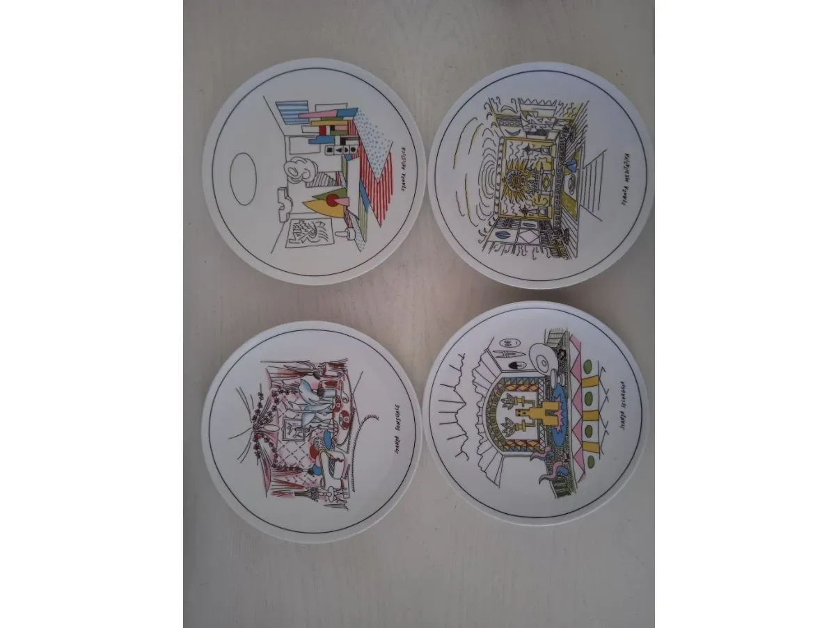 Set 4 piatti in porcellana di Alessandro Mendini, Design Memorabilia 2