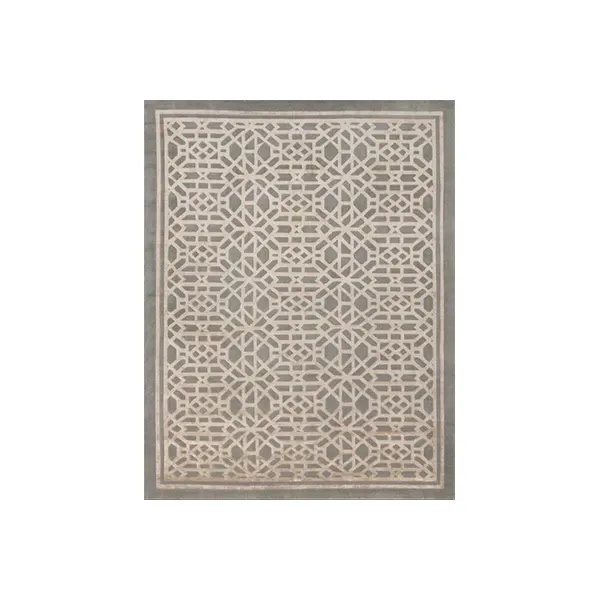 Dynasty rectangular rug in wool and silk (gray), Illulian image