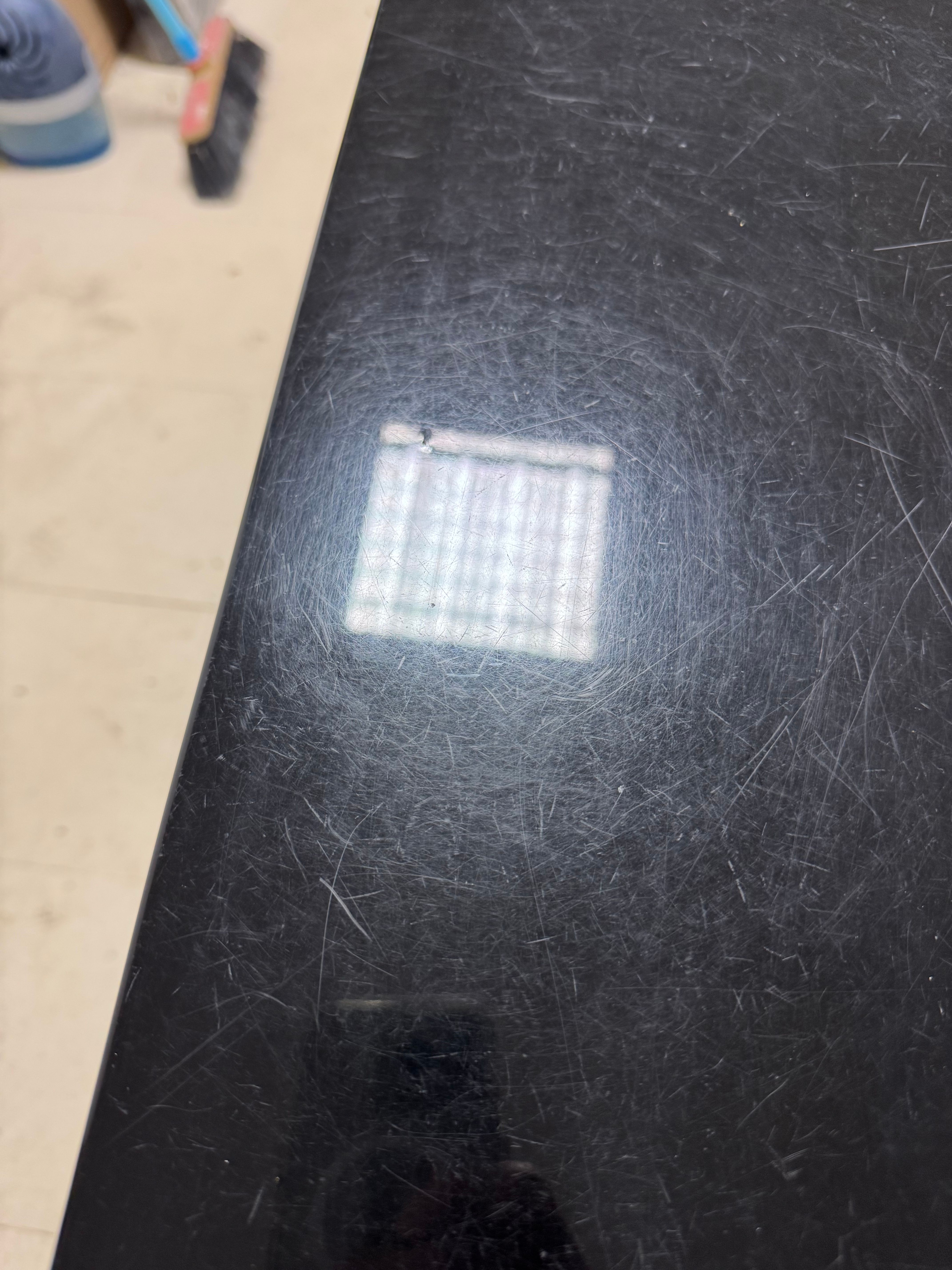 "Philippe Starck Black and Transparent Rectangular Dining Table Top Top" Defects