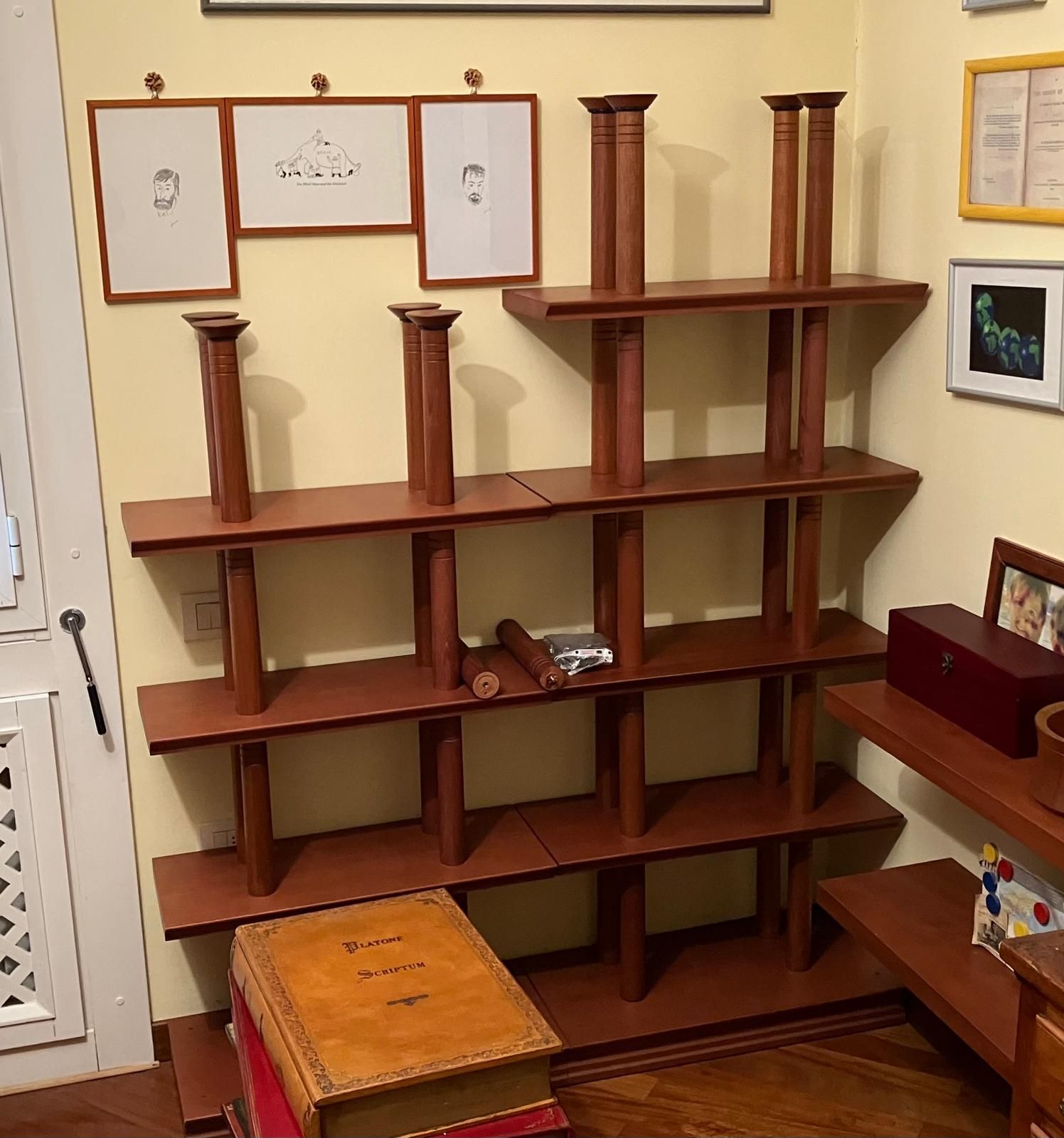 Modulaire dubbelzijdige boekenkast van massief hout (jaren 90) Brand