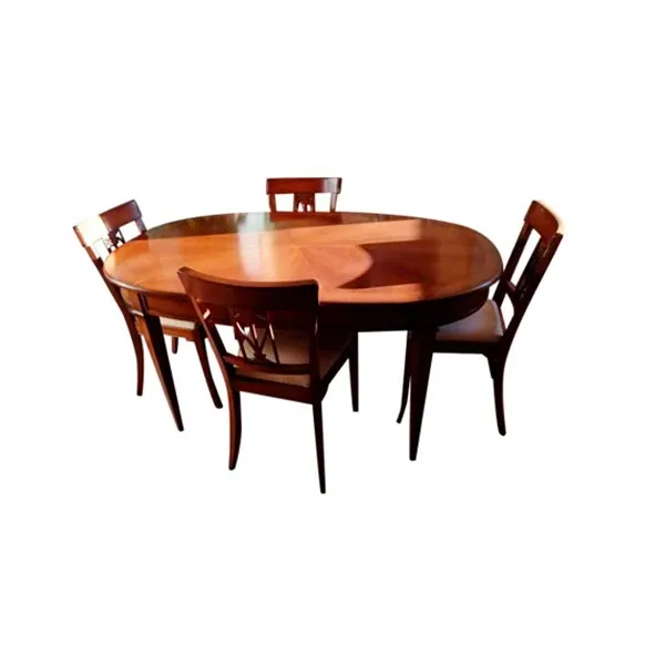 Classic style oval table and 4 chairs set, image