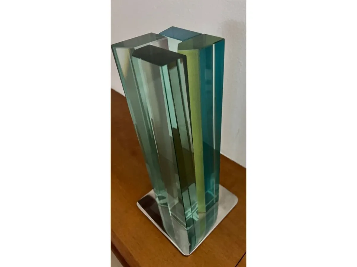 Scultura vintage in vetro e acciaio di Bruno Munari, 2