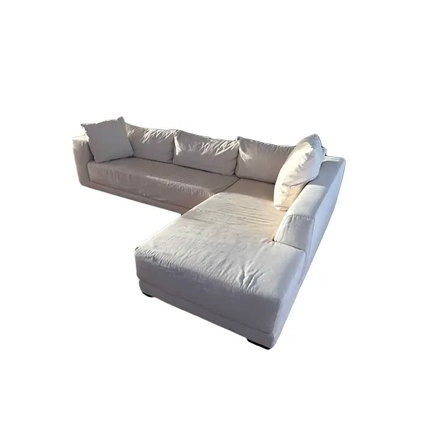 Corner sofa with peninsula in cotton (white), Dall'Agnese image