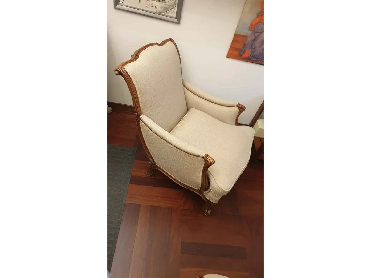 Set 2 poltrona  vintage Stile Impero in legno e cotone ('900) 6