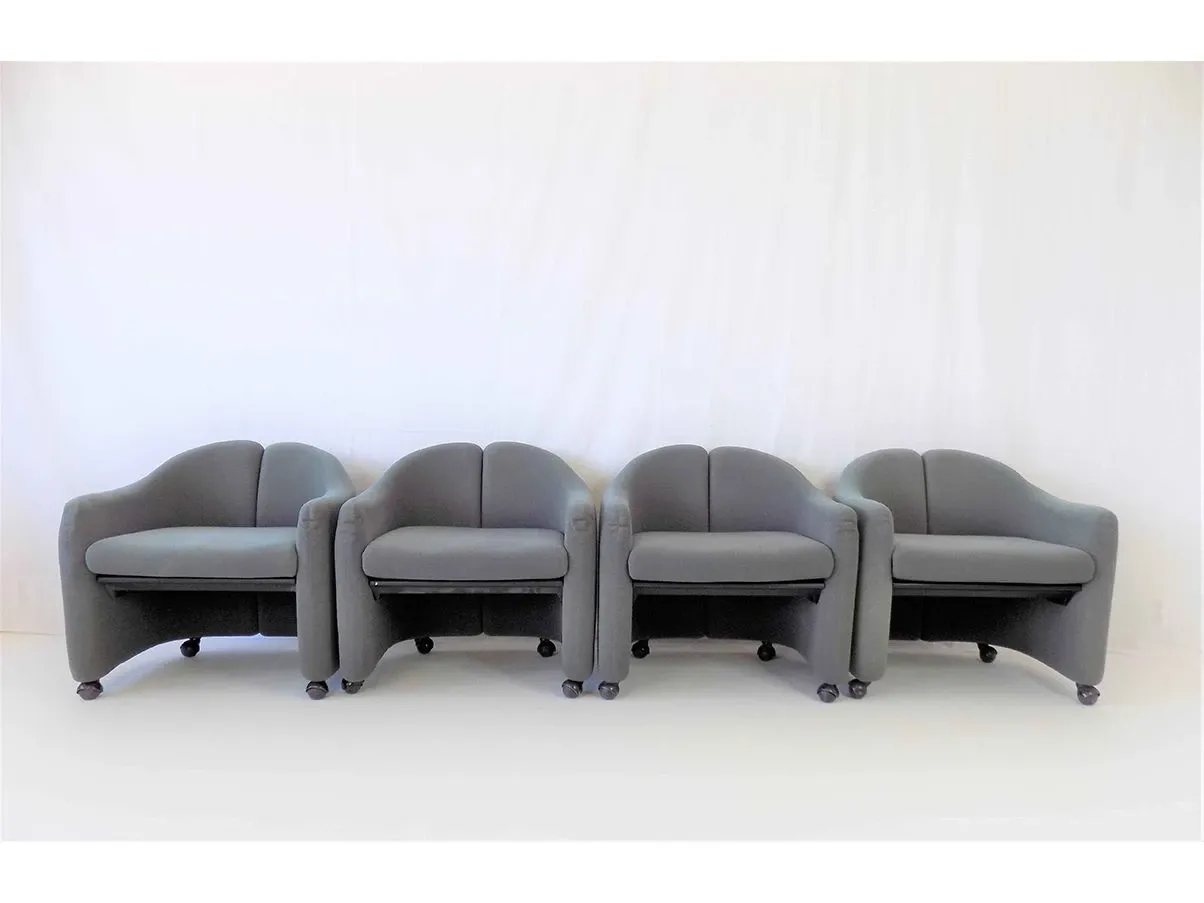 Set of 4 chairs PS142 Eugenio Gerli with wheels 8