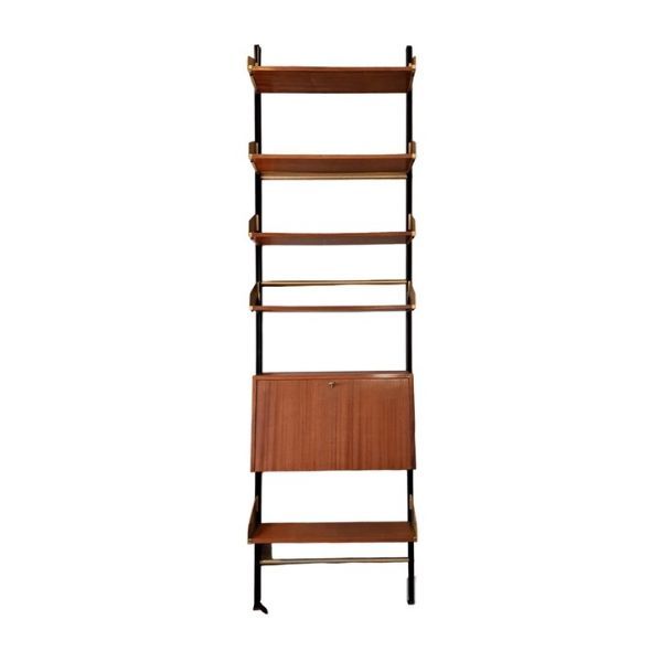 Feal bookcase in anodized aluminum and mahogany (1950s), Feal  image