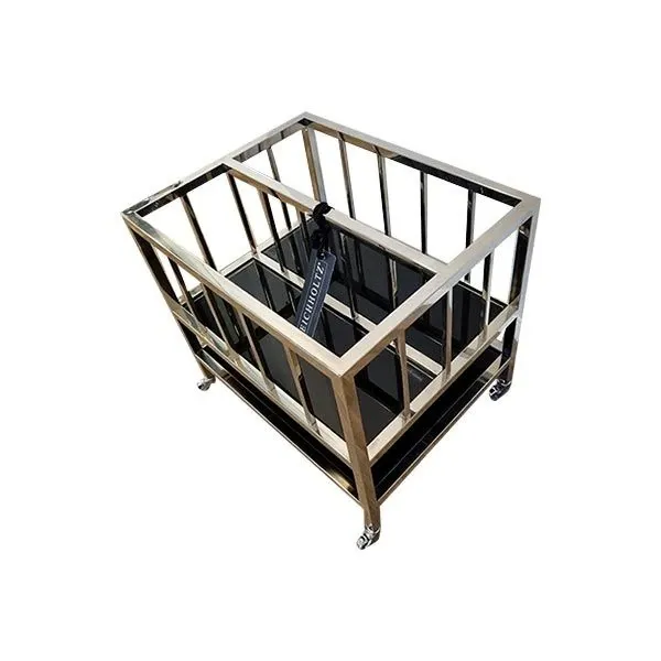 Magazine rack in glass and brass 