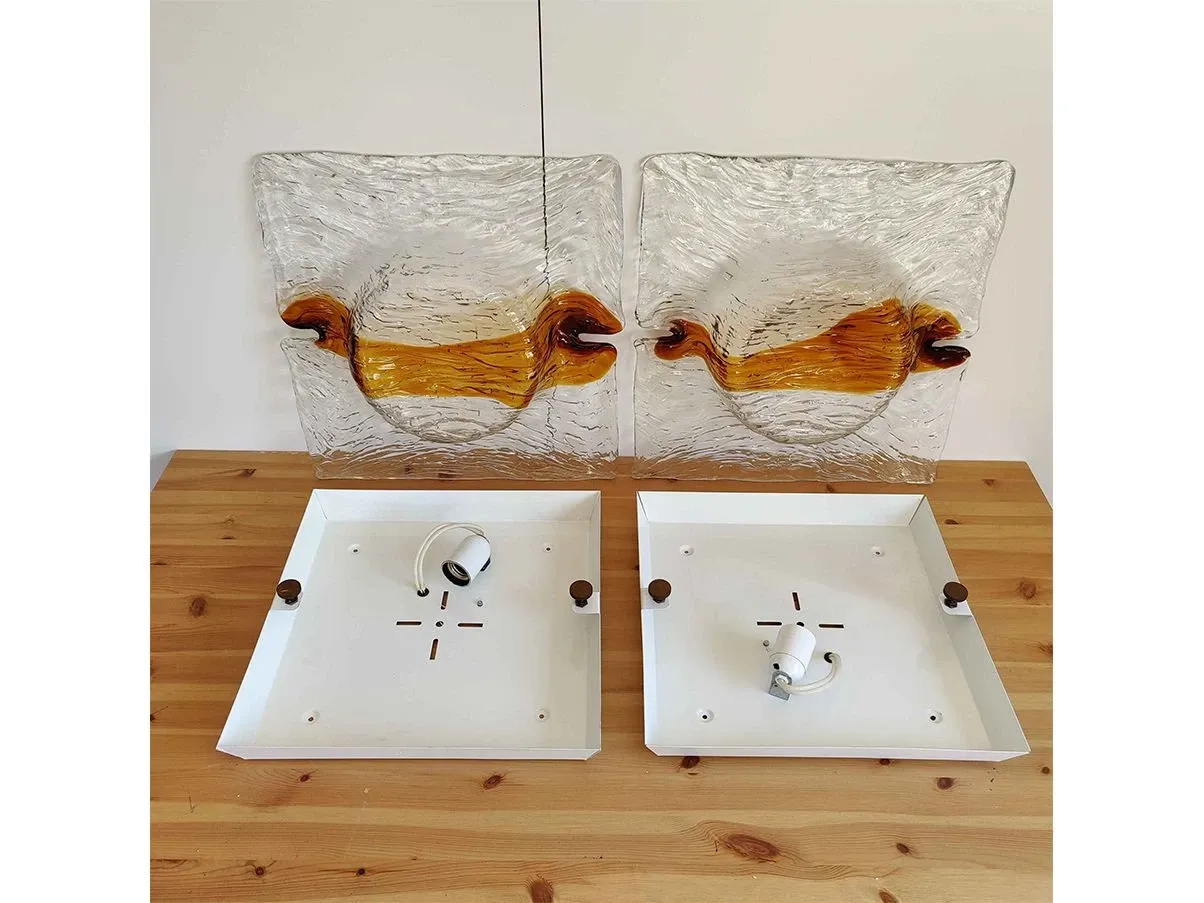 Set of 2 Quit wall lamps in Murano glass (brown) 4