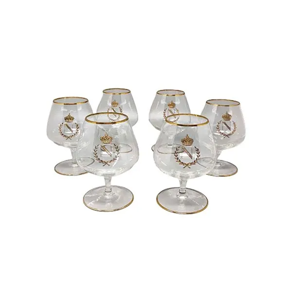 Set of 6 Napoleon vintage crystal glasses, image