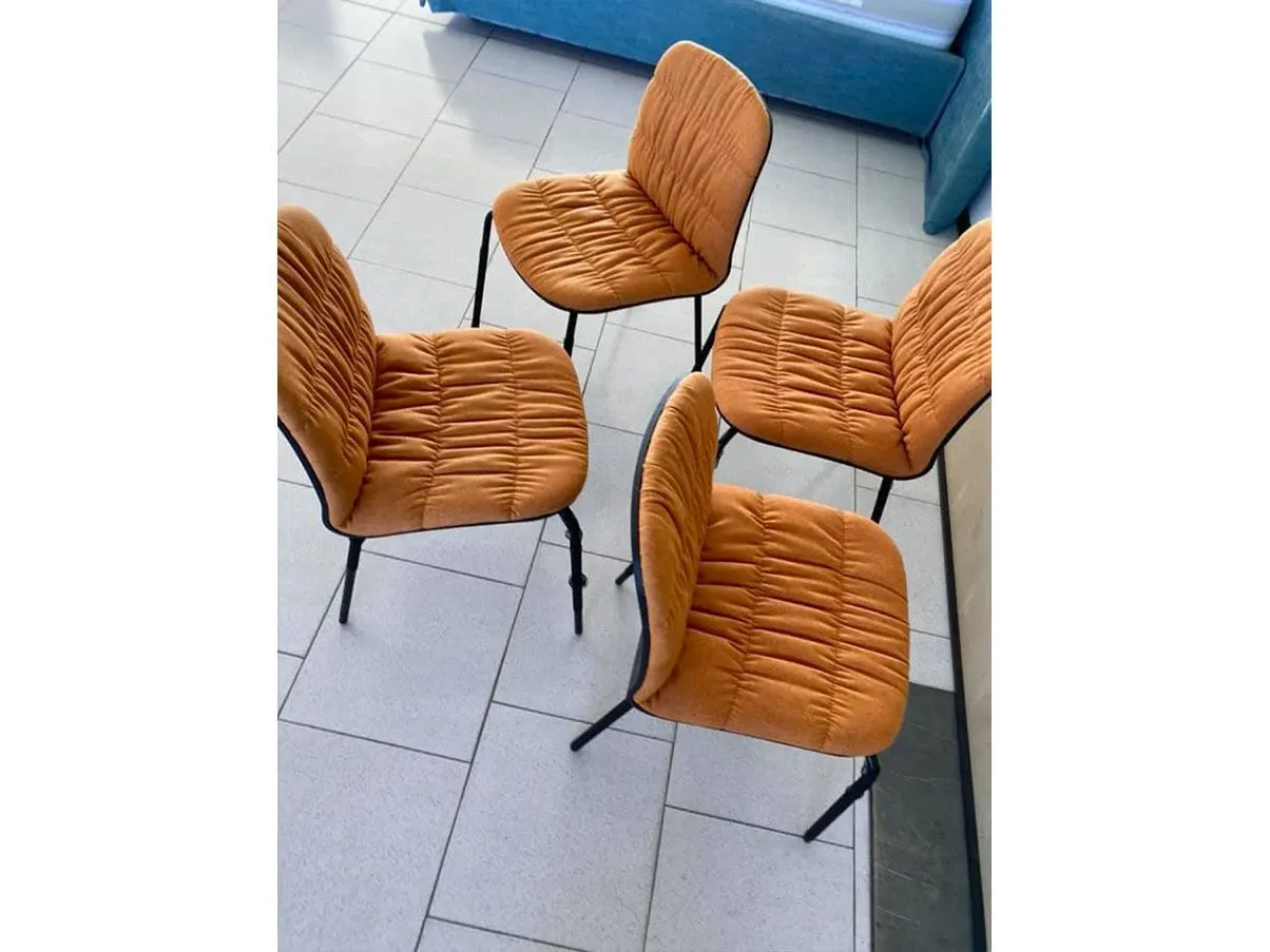 Set 4 sedie Liù in metallo e tessuto (arancione), Midj 5