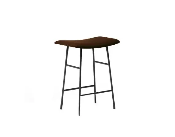 Hinge stool in turned steel and wood, Living Divani image