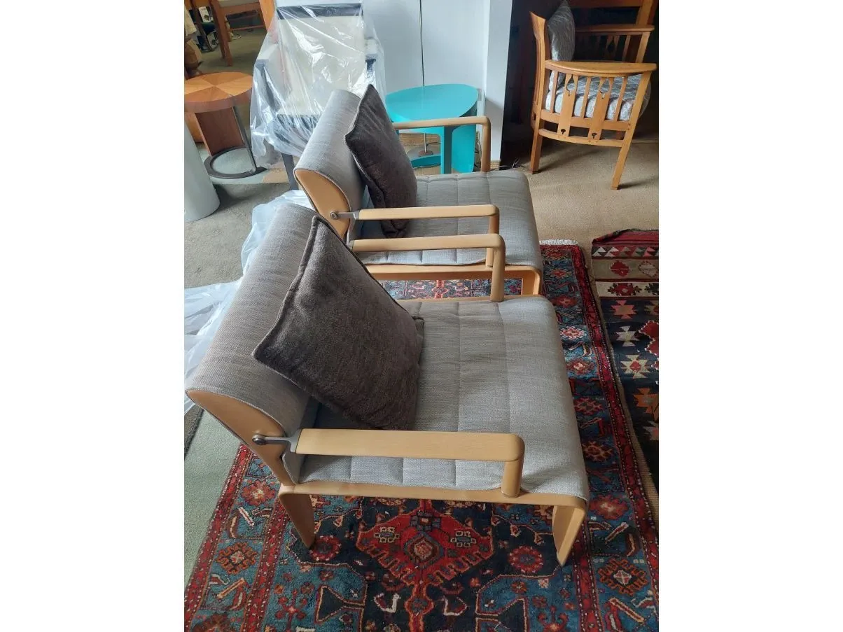 Set 2 poltrone Liba in legno e tessuto grigio, Giorgetti 3