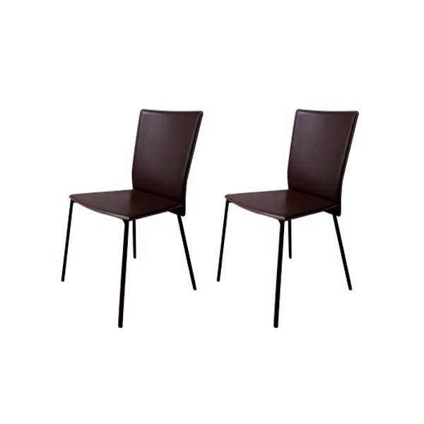 Set of 2 chairs in metal and leather (brown), Calligaris image