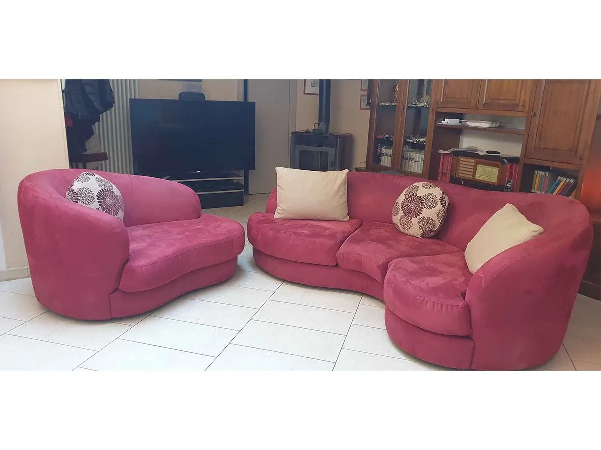 Set divano 3 posti e poltrona Piano in tessuto 