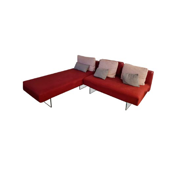 Air sofa in leather with peninsula and covering, Lago image