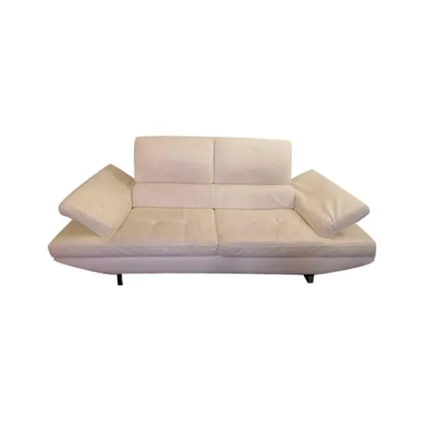 Habart21 sofa in leather with armrests (white), MaxDivani image