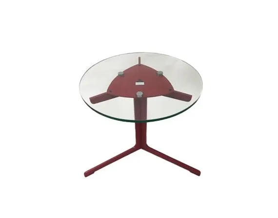 Tavolino con base in acciaio color rosso Grillo 5