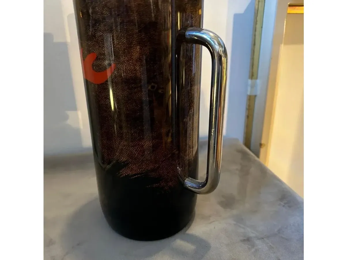 Caraffa vintage in ottone e pelle di capra 5