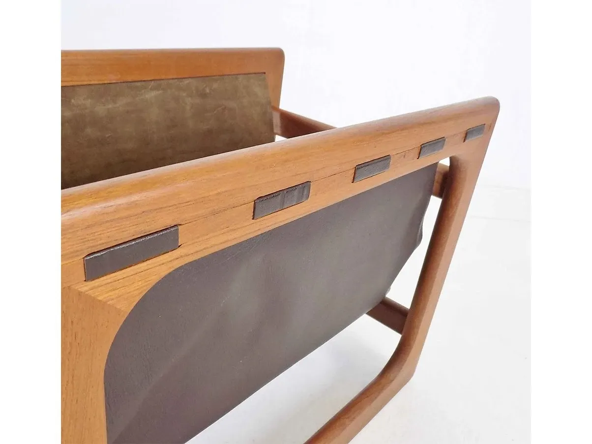 Portariviste vintage in legno e pelle, Salin Møbler 6