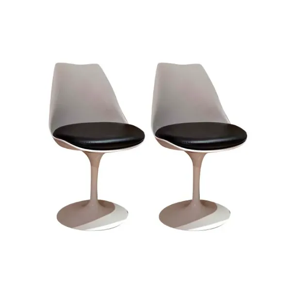 Set 2 Tulip chair 769 by Eero Saarinen leather (black), Alivar image