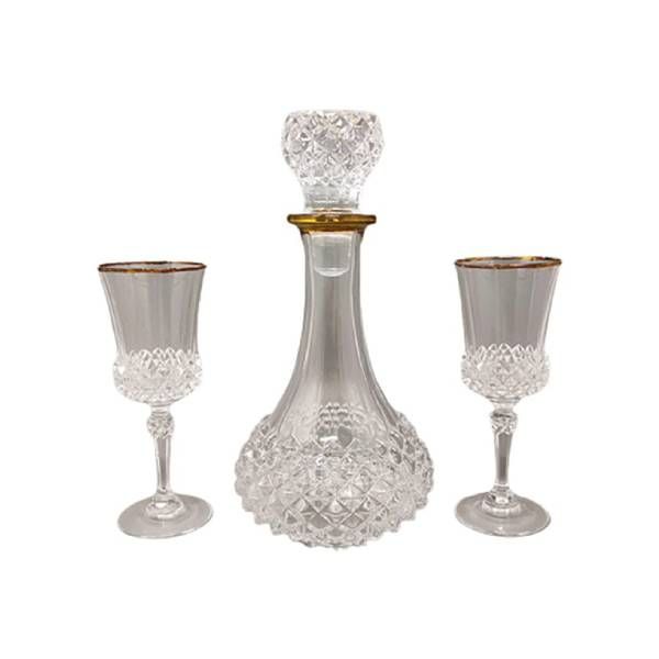 Vintage crystal decanter and 2 glasses set (1960s), image