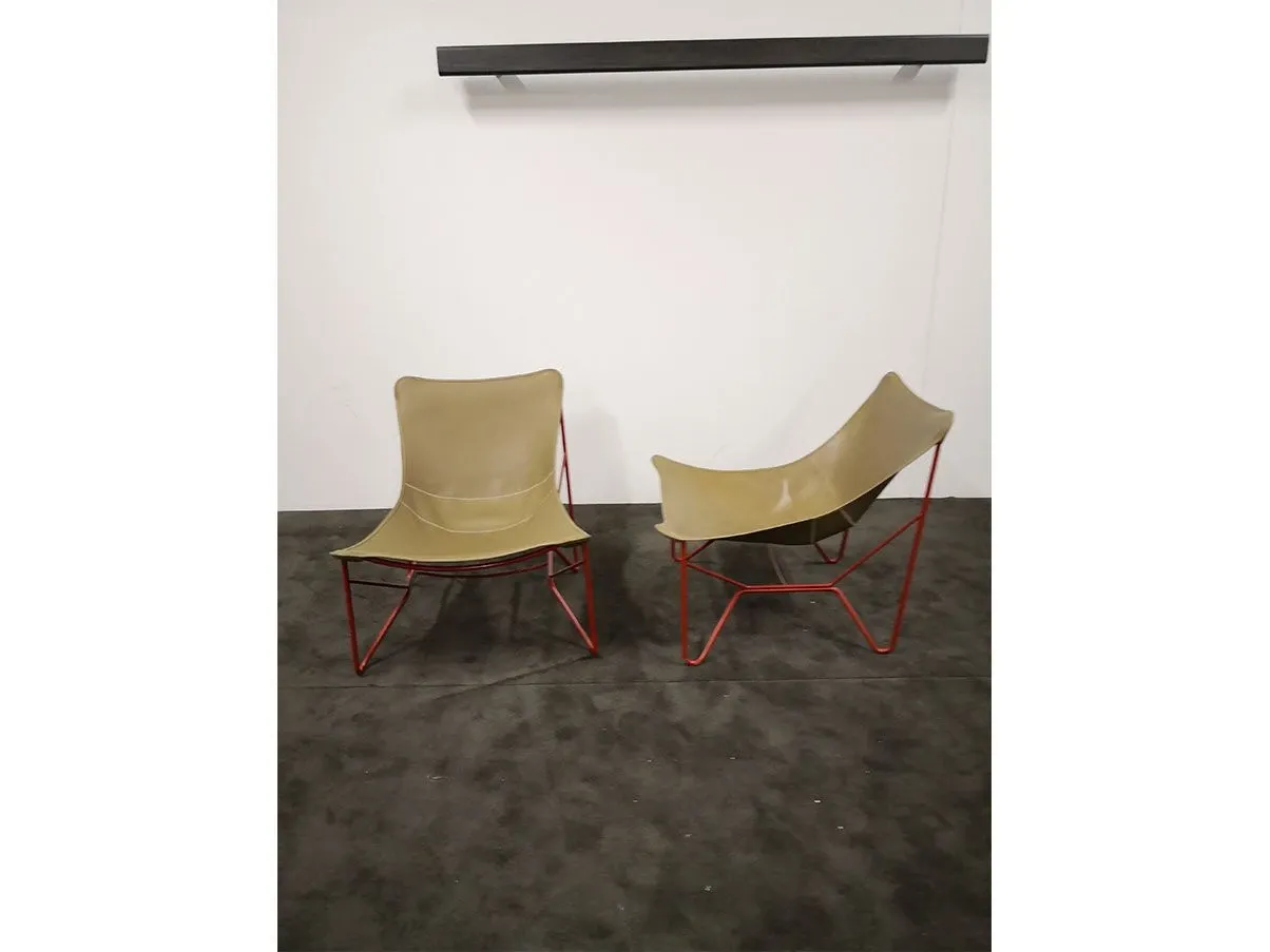 Set 2 poltroncine Gwen metallo e pelle (beige), Ivano Redaelli 4