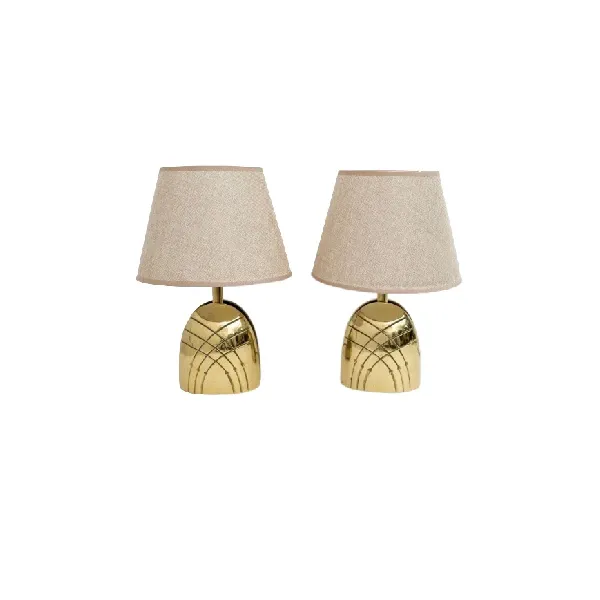 Set of 2 vintage brass table lamps (1970s), image