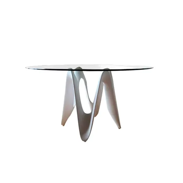 Lambda 140 round table in glass (white) 5