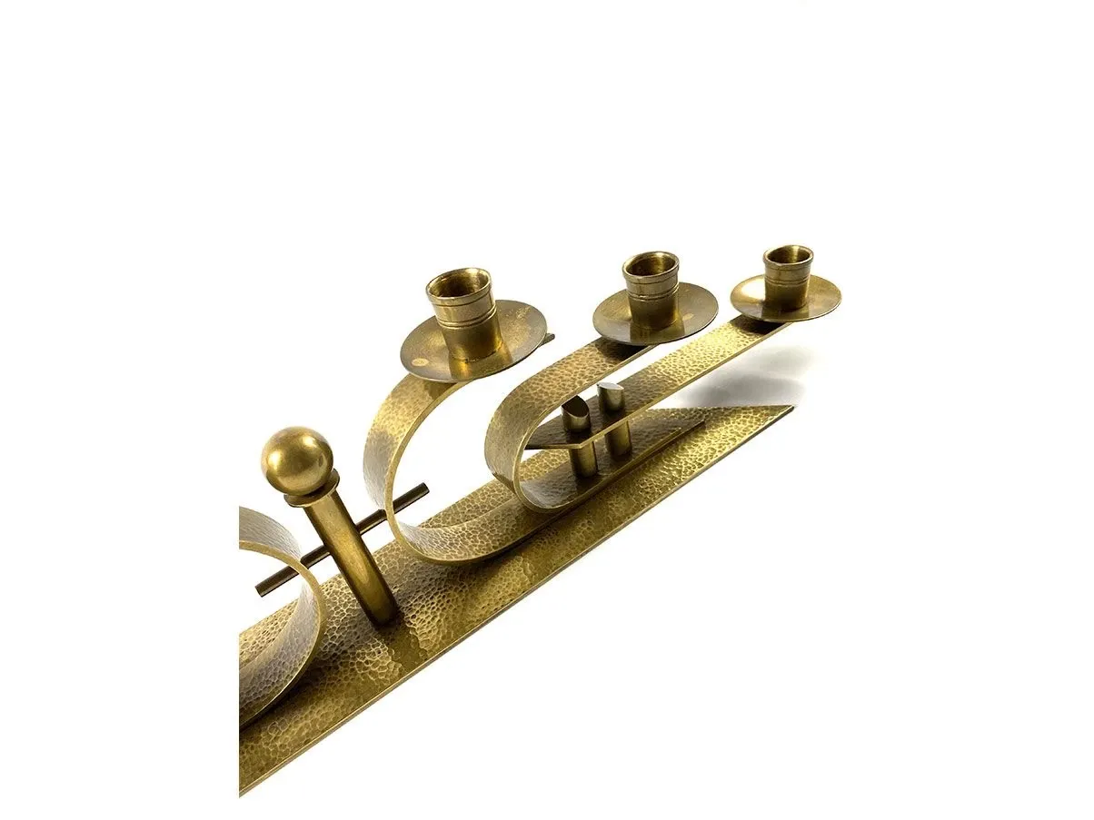 Bauhaus Kerzenhalter aus gehämmeltem Messing (1930er Jahre) 3