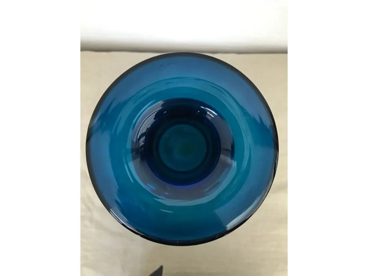 Vintage blue Murano glass vase (1950s), 4