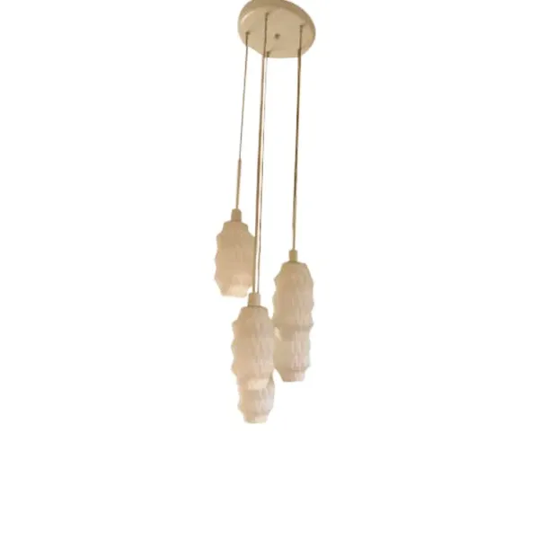 Lampadario vintage in vetro opalino bianco (anni '80), image