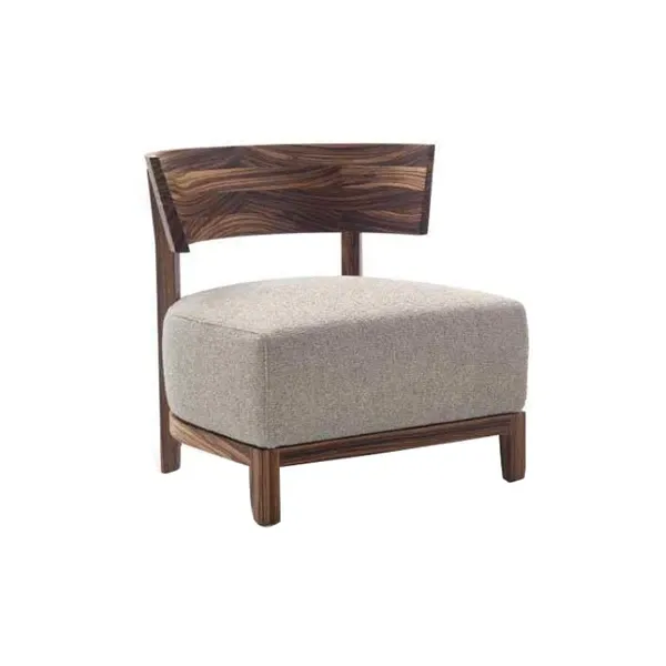 Thomas armchair in walnut wood and fabric cushion, Flexform 1