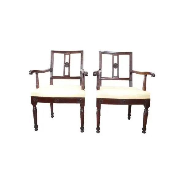 Set 2 poltrone in legno di noce vintage ('700), 