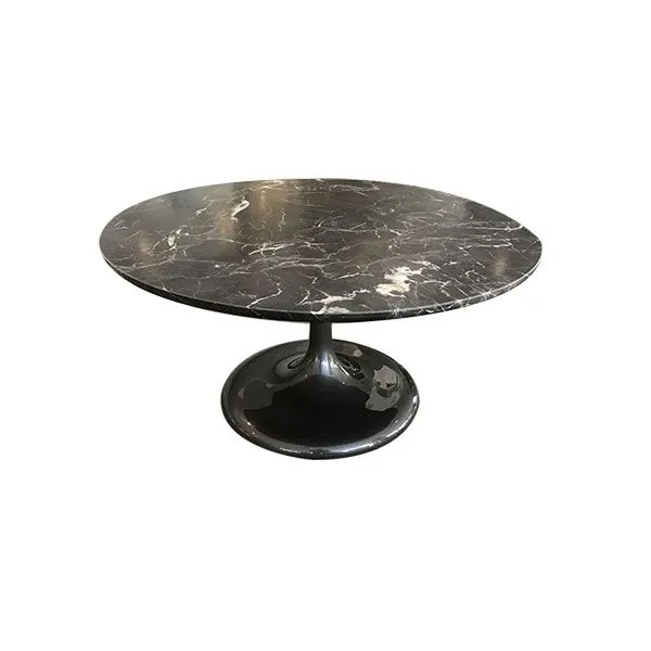 Neto round coffee table with marble top (black), Minotti 1