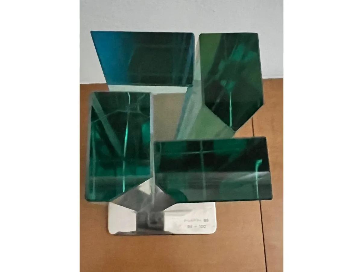 Scultura vintage in vetro e acciaio di Bruno Munari, 3