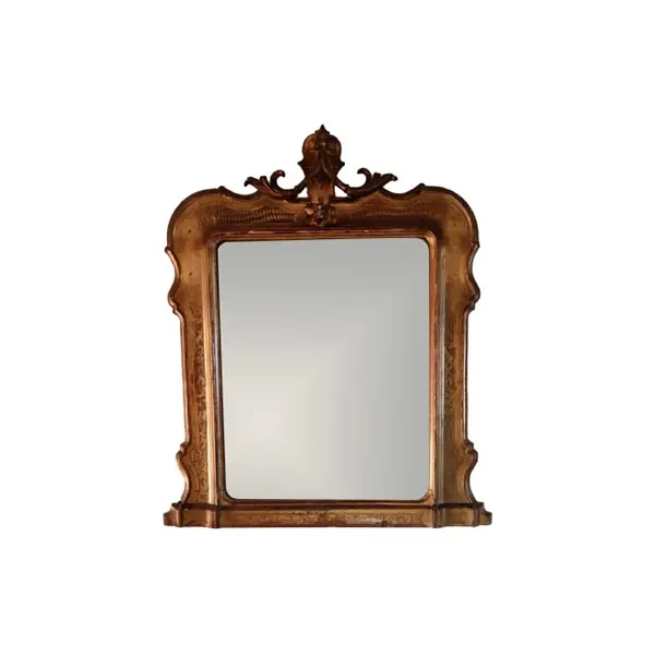 Cimasa in gilded wood with vintage silver mirror image