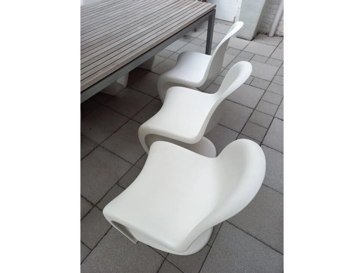 Set of 4 white Verner Panton chairs, Vitra 3