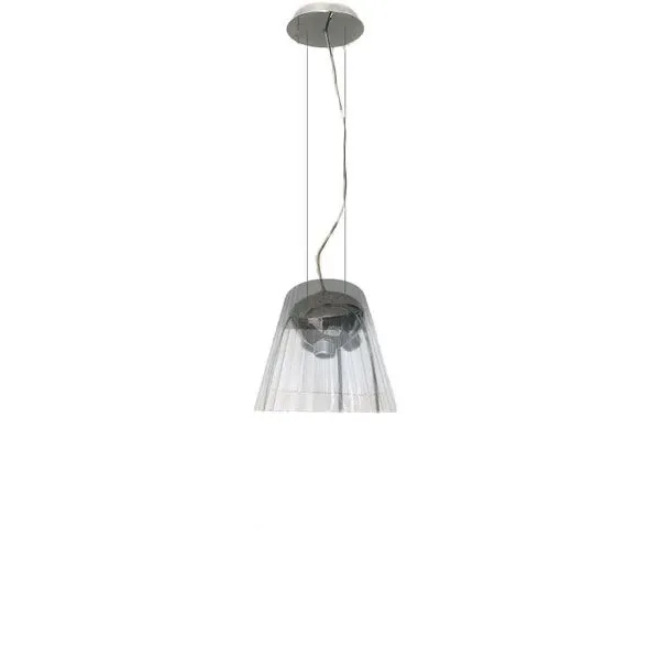 Lampada a sospensione Lumè S2 in metallo e cristallo, De Majo 1