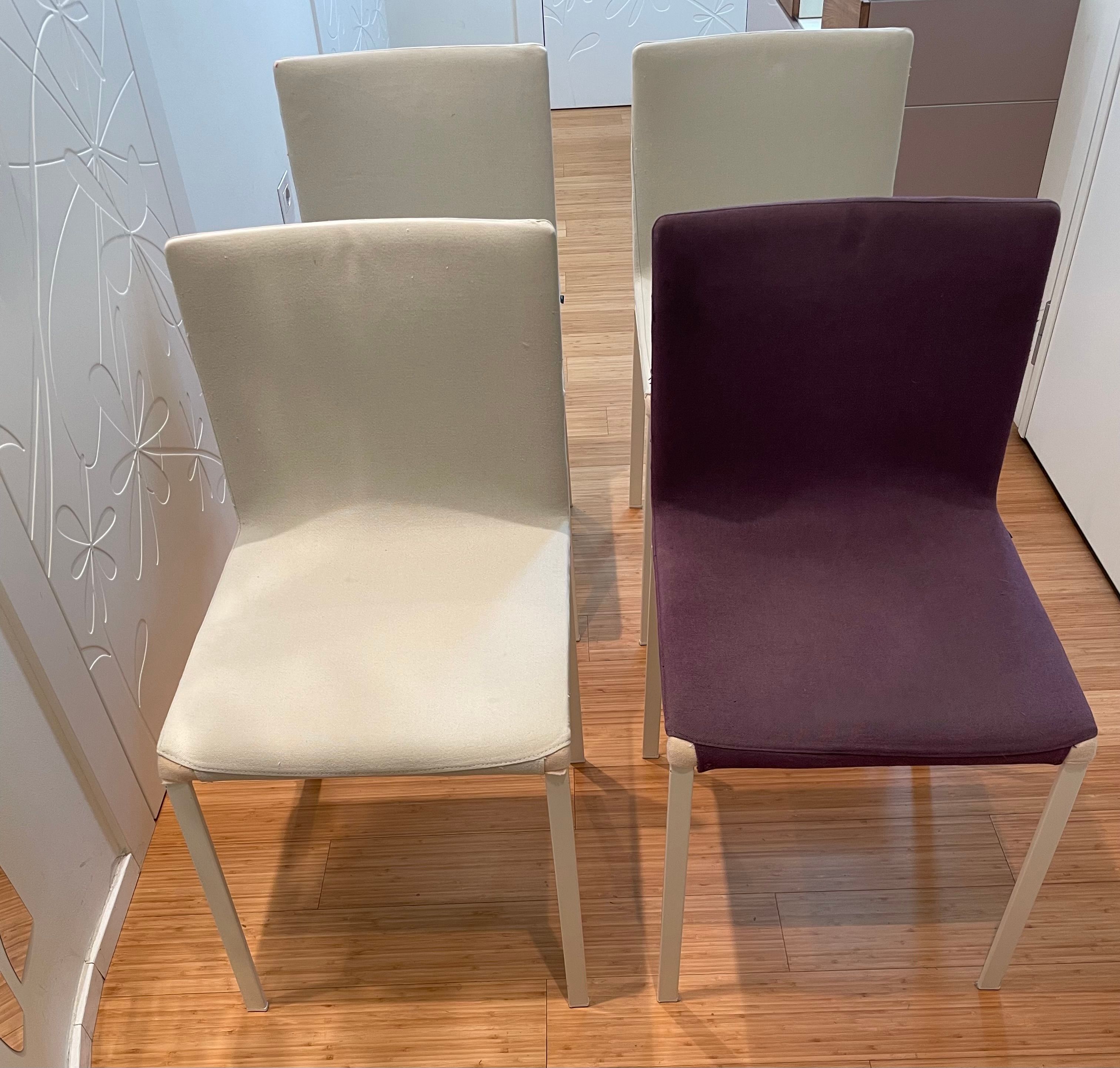 Set di 4 sedie Dangla in tessuto beige e viola Front