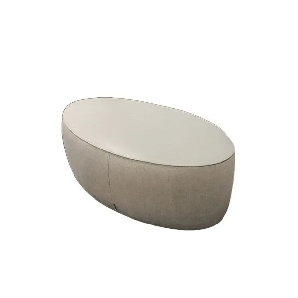 Pouf ovale Patrick in lino e cuoio (beige), Ivano Redaelli image