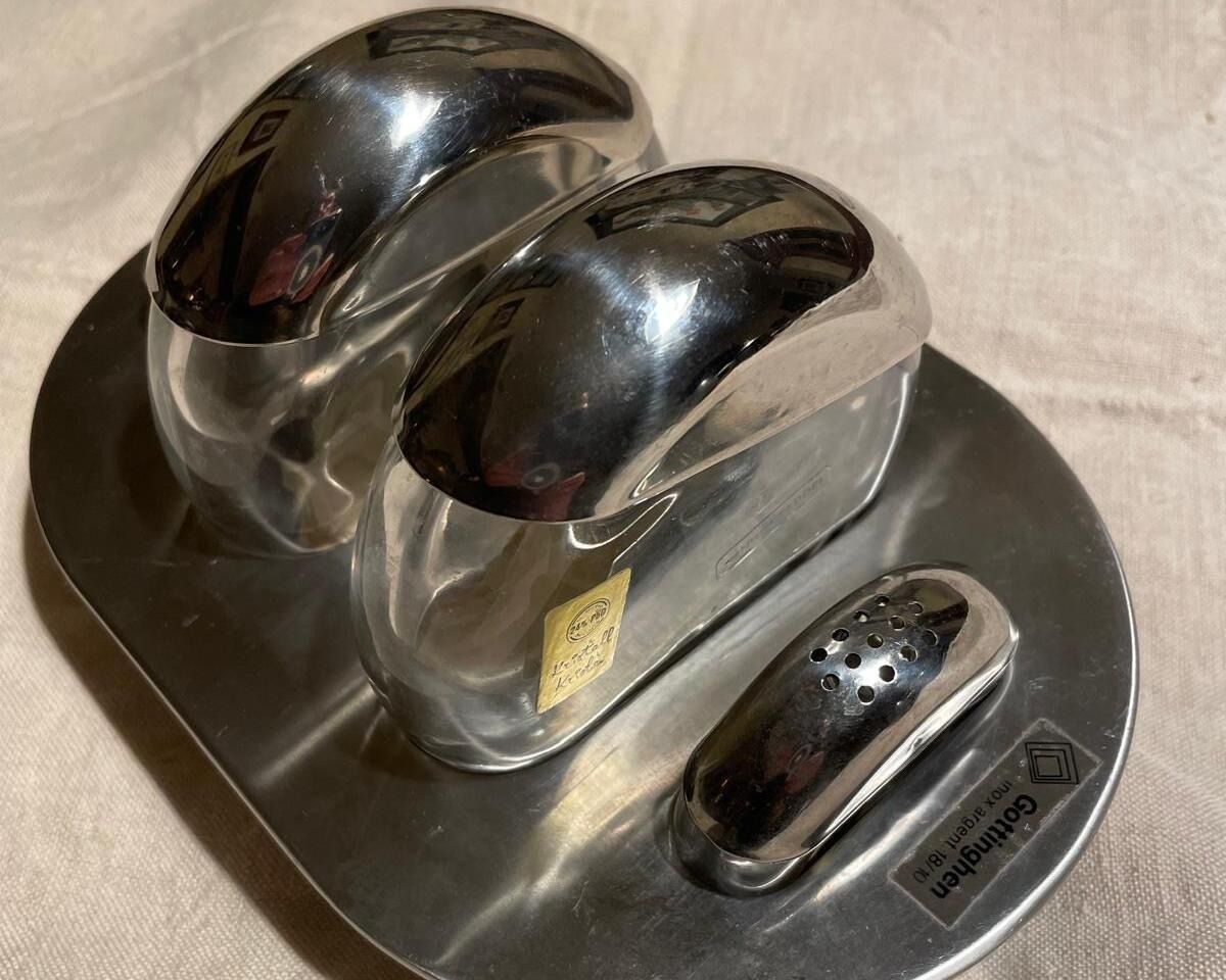 Stainless steel and silver condiment set (70s), Gottinghen  Main