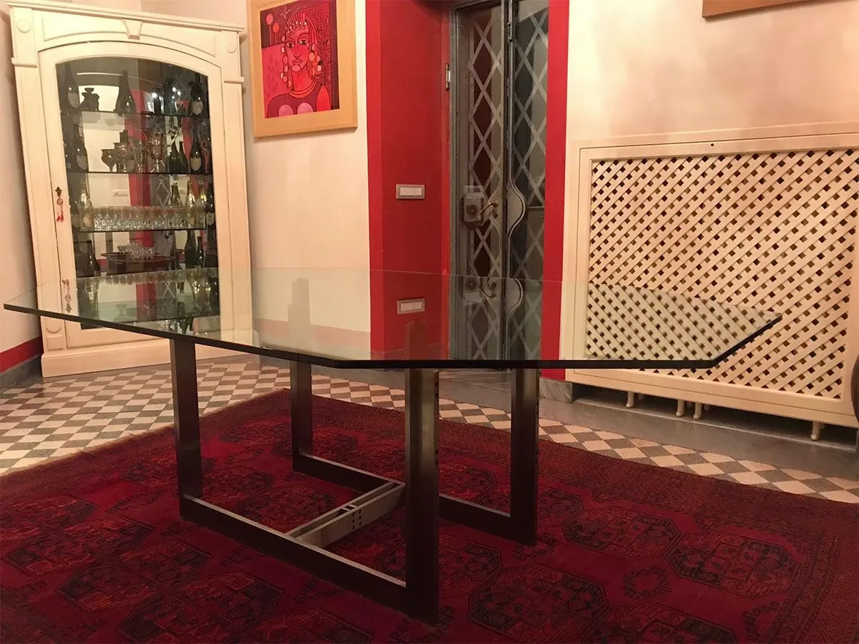 Sarpi octagonal table by Carlo Scarpa in crystal, Gavina 1