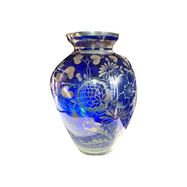 Vintage blue Murano glass vase (1960s), image