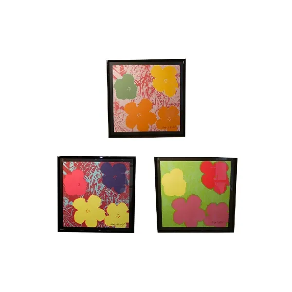 Set 3 litografie  Flowers 1534/2400 con cornice di Andy Warhol, CMOA image