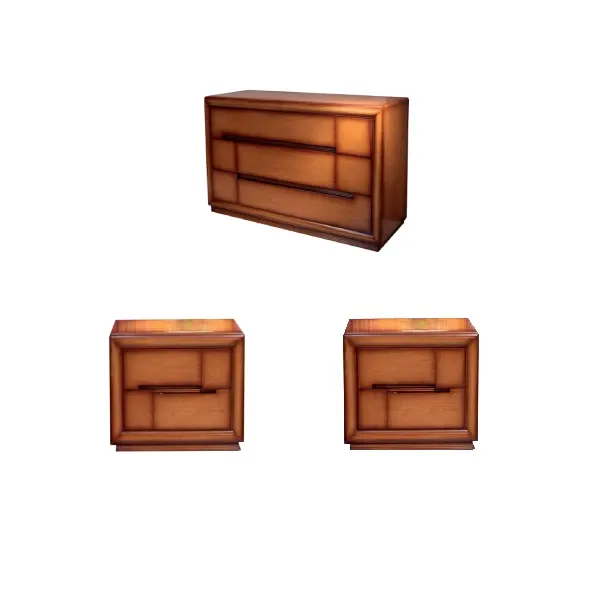 Set of chest of drawers and 2 bedside tables in cherry wood, Betamobili image