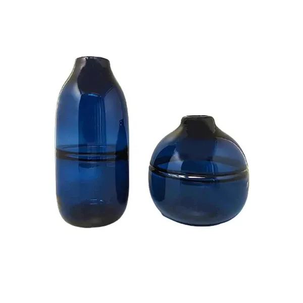 Set of 2 vintage blue Murano glass vases (1960s), image