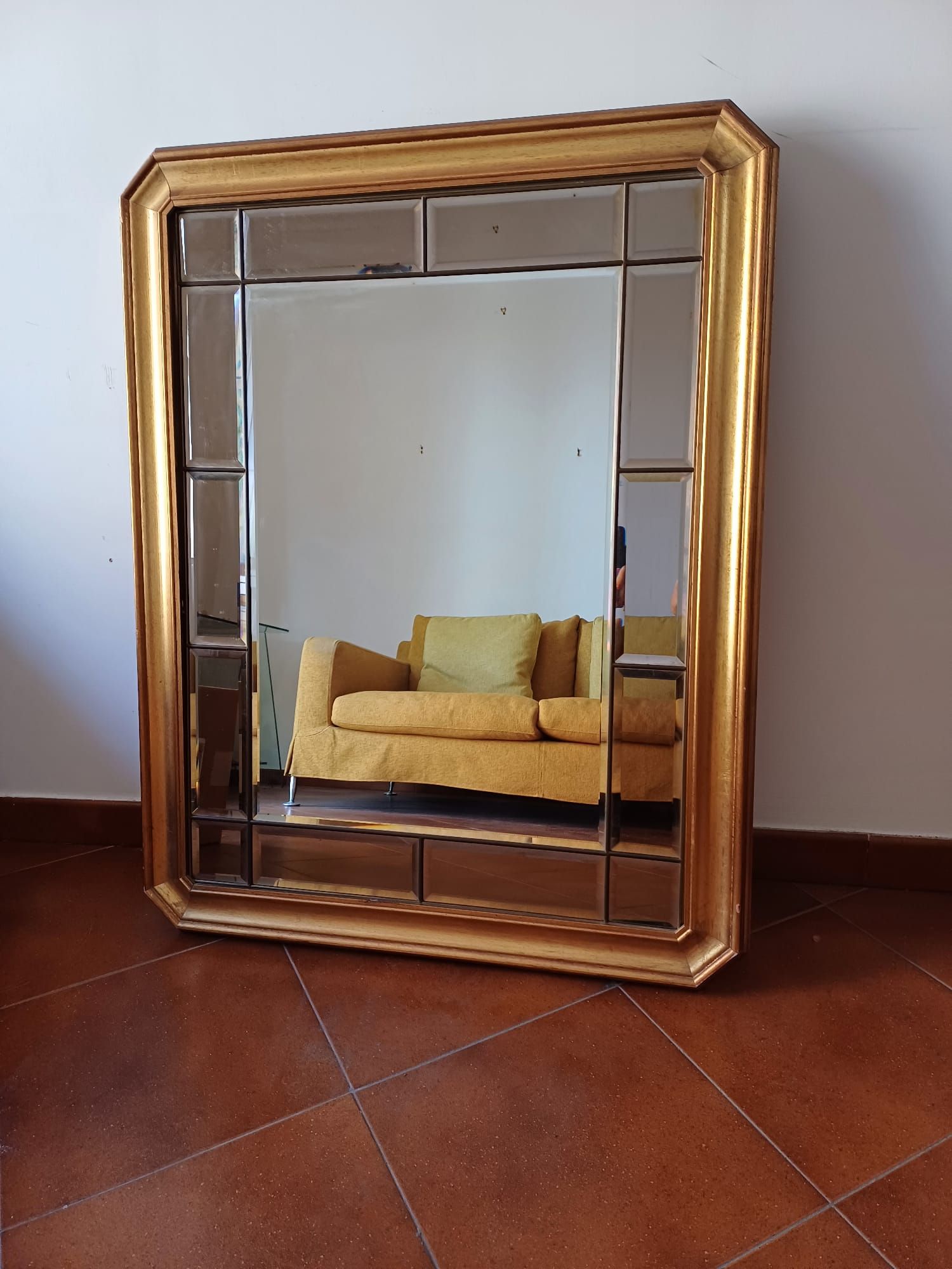 Vintage Spiegel mit Goldrahmen Brand