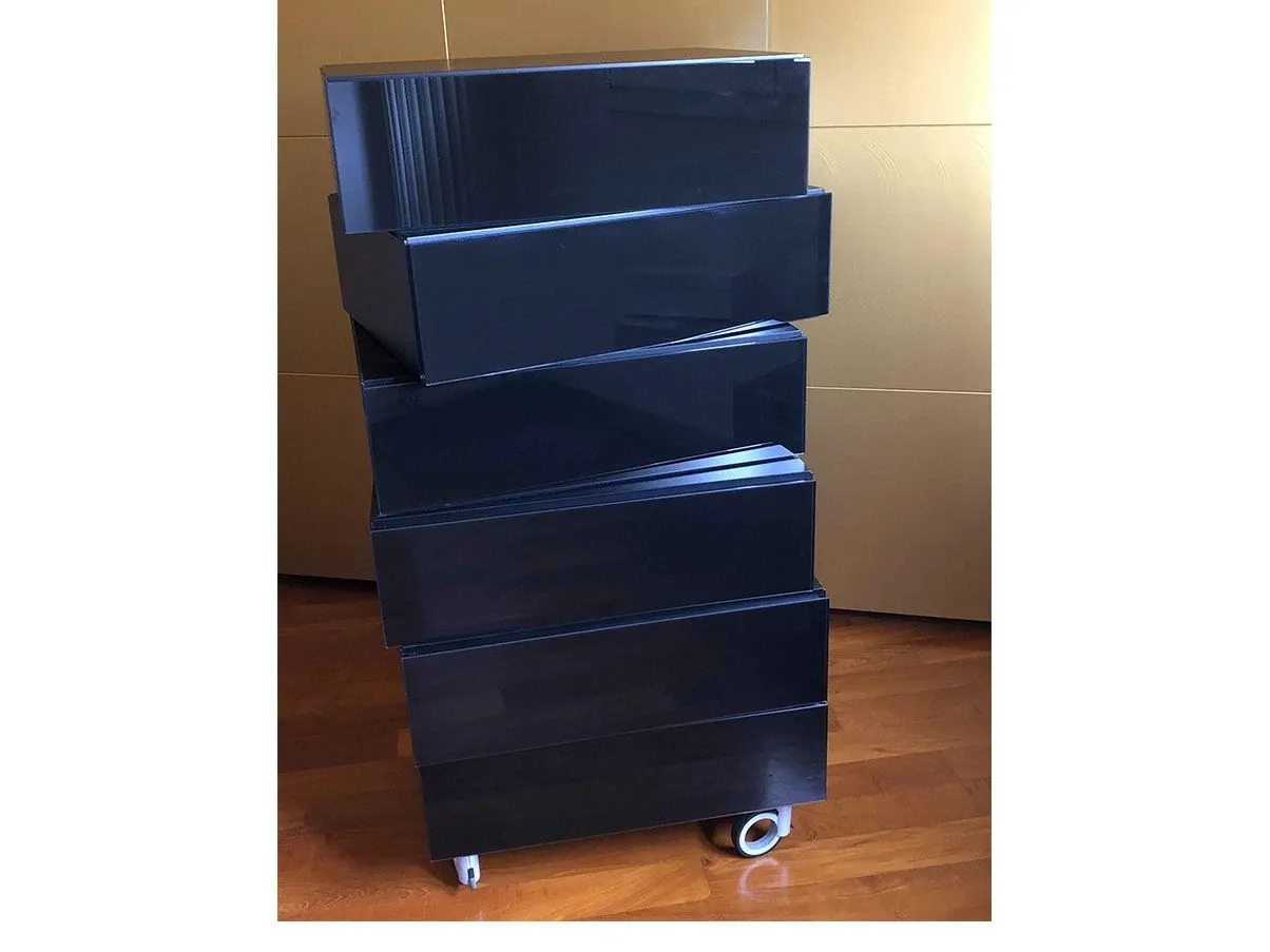 Morgana chest of 6 drawers in wood and glass (black), Lago 3