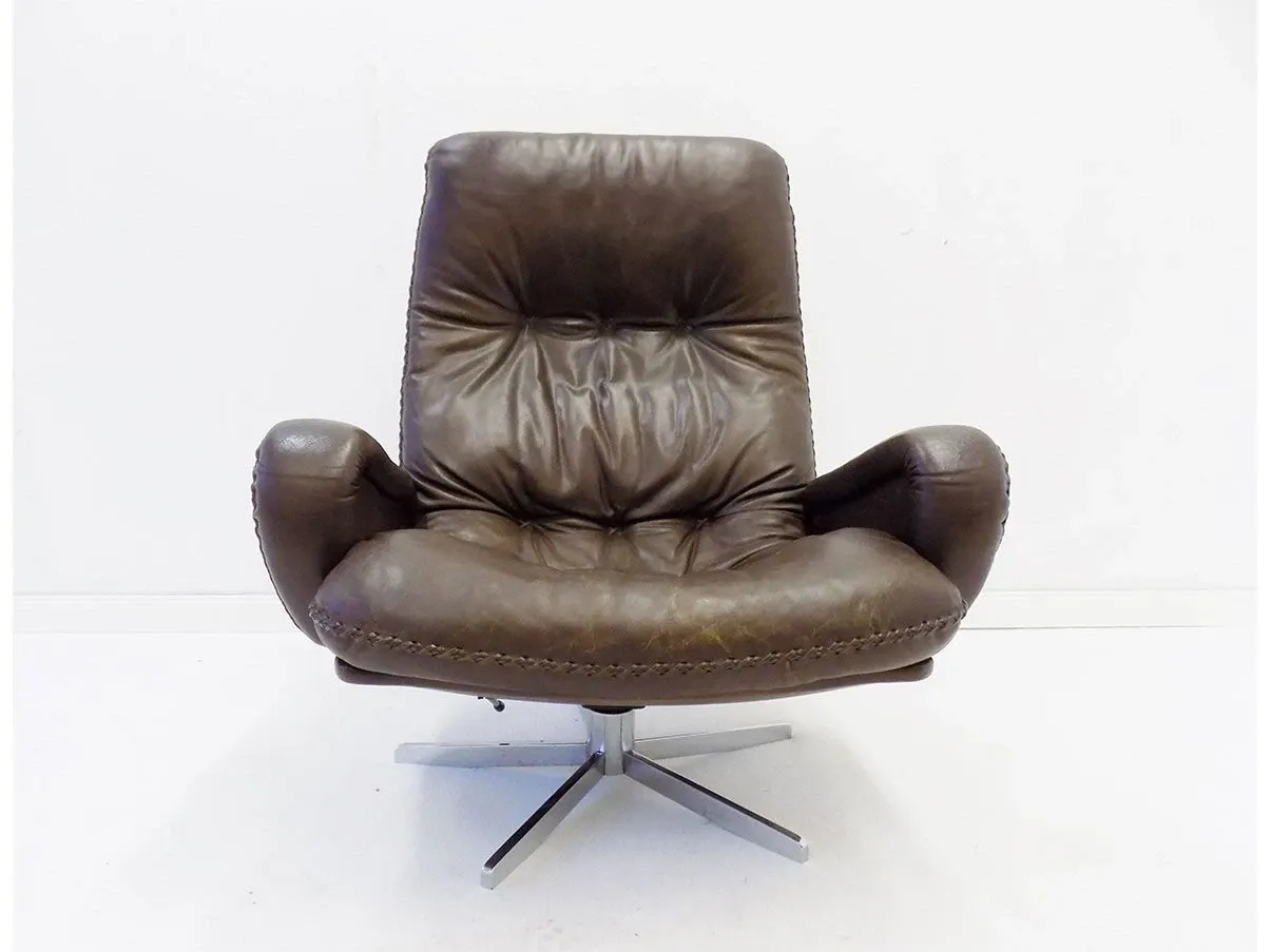 Vintage Drehstuhl S 231 aus Leder (braun) 1